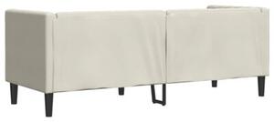 Sofa chesterfield z waÅkami, trzyosobowa, kremowa, aksamit