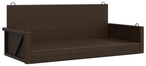 Ławka bujana, brązowa, 119x56x48 cm, polirattan
