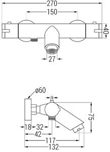 Mexen Tord zestaw wannowo-prysznicowy z deszczownicą i baterią wannową termostatyczną Kai, czarny - 77300200-70