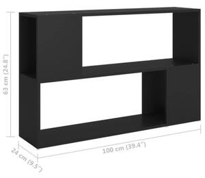 Regał na książki, czarny, 100x24x63 cm, materiał drewnopochodny