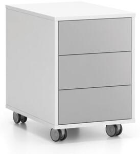 Kontener na kółkach, 3 szuflady LAYERS, 400x600x575mm, biały / szary