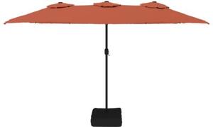 Podwójny parasol ogrodowy, terakotowy, 449x265 cm