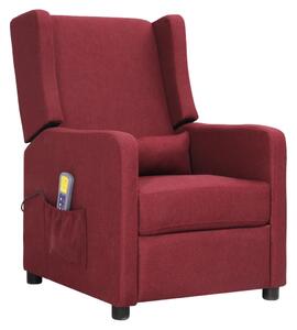 Podnoszony fotel masujący, winna czerwień, tkanina