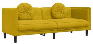 Sofa 3-osobowa z poduszkami, Å¼Ã³Åta, aksamit