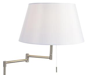Lampa podłogowa stalowa z białym kloszem i regulowanym ramieniem - Ladas Deluxe Oswietlenie wewnetrzne
