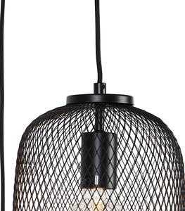 Industrialna lampa wisząca czarna 3-źródła światła 45cm - Bliss Mesh Oswietlenie wewnetrzne