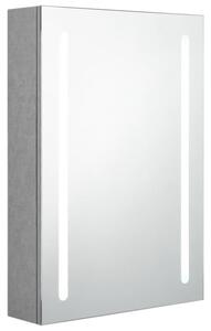 Szafka łazienkowa z lustrem i LED, szarość betonu, 50x13x70 cm