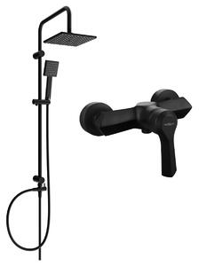 Mexen Tord zestaw prysznicowy natynkowy z deszczownicą i baterią prysznicową Sabre, czarny - 72140200-70