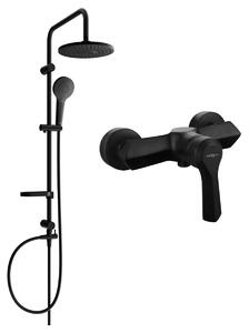 Mexen Erik zestaw prysznicowy natynkowy z deszczownicą i baterią prysznicową Sabre, czarny - 72140205-70