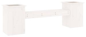 Ławka z donicami, biała, 184,5x39,5x56,5cm, lite drewno sosnowe