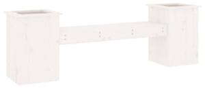 Ławka z donicami, biała, 184,5x39,5x56,5cm, lite drewno sosnowe