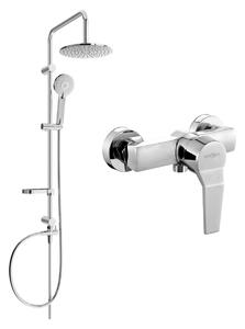 Mexen Carl zestaw prysznicowy natynkowy z deszczownicą i baterią prysznicową Caro, chrom - 746640240-00