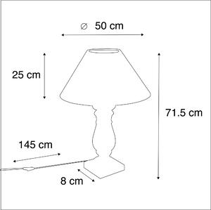 Rustykalna lampa stołowa klosz aksamitny szarobrązowy 50 cm - Catnip Oswietlenie wewnetrzne