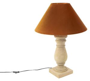 Rustykalna lampa stołowa klosz aksamitny ostra pomarańcza 50 cm - Catnip Oswietlenie wewnetrzne