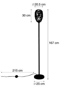 Designerska lampa podłogowa czarna z miedzią 30 cm - Sarella Oswietlenie wewnetrzne