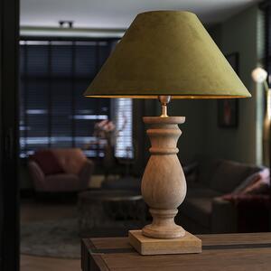 Rustykalna lampa stołowa klosz aksamitny zielony mech 50 cm - Catnip Oswietlenie wewnetrzne