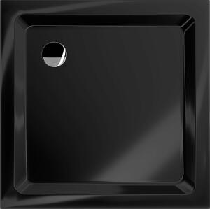 Mexen Flat brodzik kwadratowy slim 90 x 90 cm, czarny, syfon chrom - 40709090