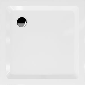 Mexen Flat brodzik kwadratowy slim 90 x 90 cm, biały, syfon chrom - 40109090