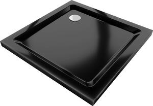 Mexen Flat brodzik kwadratowy slim 90 x 90 cm, czarny, syfon chrom - 40709090