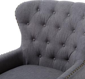 Retro fotel uszak tapicerowany pikowany czarne nóżki ciemnoszary Viborg Beliani