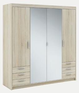 Szafa z lustrem 176 cm Essa 4D6S – dąb sonoma