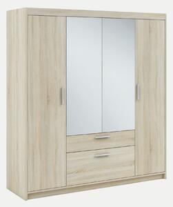 Szafa z lustrem 176 cm Essa 4D – dąb sonoma