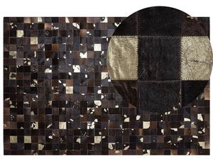 Dywan skórzany patchwork niskie włosie ozdoba salonu 200x300 cm brązowy Bandirma Beliani