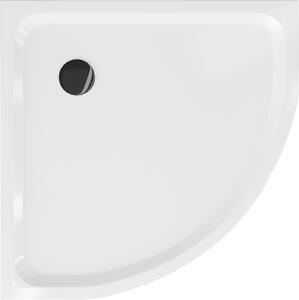 Mexen Flat brodzik półokrągły slim 70 x 70 cm, biały, syfon czarny - 41107070B