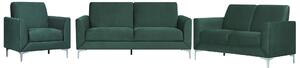 Zestaw wypoczynkowy sofa 3+2+1 tapicerowany welur zieleń Fenes Beliani