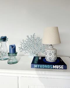 Lampa stołowa ceramiczna dekoracyjna podstawa materiałowy klosz beżowa Rosanna Beliani