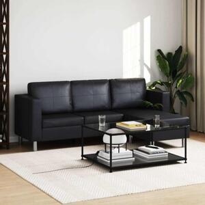 Sofa 3-osobowa, skÃ³ra syntetyczna, czarna
