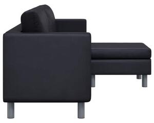Sofa 3-osobowa, skÃ³ra syntetyczna, czarna