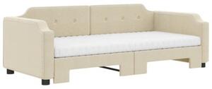 Sofa rozsuwana z materacami, kremowa, 80x200 cm, tkanina