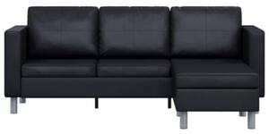 Sofa 3-osobowa, skÃ³ra syntetyczna, czarna