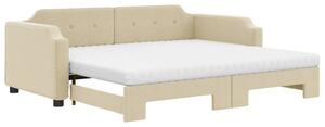 Sofa rozsuwana z materacami, kremowa, 80x200 cm, tkanina