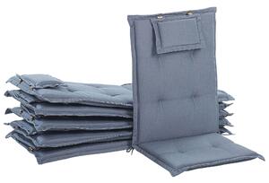 Zestaw 6 ogrodowych poduszek siedziskowych niebieskich na krzesło Toscana Beliani