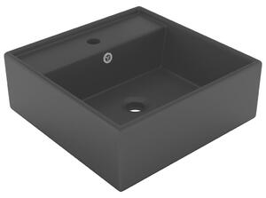 Kwadratowa umywalka z przelewem, matowa czerń, 41x41 cm