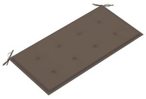 Ławka ogrodowa z poduszką taupe, 112 cm, lite drewno tekowe
