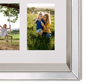 Lustrzana ramka na zdjęcia kolaż srebrna szkło na 3 zdjęć 32 x 50 cm Makeni Beliani