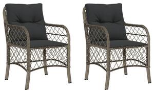 Krzesła ogrodowe z poduszkami, 2 szt., szare, rattan pe