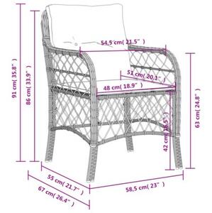 Krzesła ogrodowe z poduszkami, 2 szt., szare, rattan pe