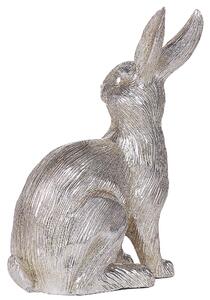 Figurka dekoracyjna srebrna świąteczna królik wielkanocny z żywicy 35 cm Hatten Beliani