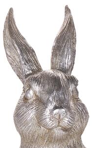 Figurka dekoracyjna srebrna świąteczna królik wielkanocny z żywicy 35 cm Hatten Beliani