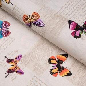 Goldea tkanina dekoracyjna loneta - motyle - szer. 140, 280cm 140 cm