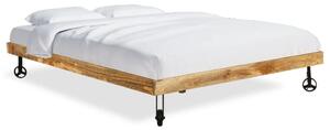Łóżko z materacem z pianki, surowe drewno mangowe, 180x200 cm