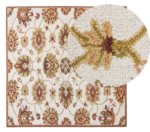 Tradycyjny dywan wełniany wzór orientalny 200 x 200 cm beżowo-brązowy Ezine Beliani