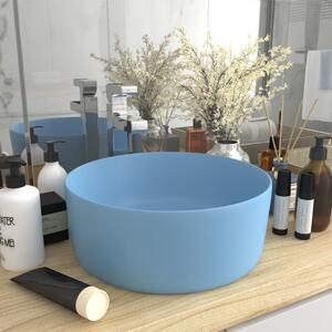 Luksusowa, okrągła umywalka, matowy błękit, 40x15 cm, ceramika