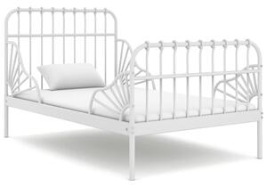 Przedłużana rama łóżka, biała, metalowa, 80x130/200 cm