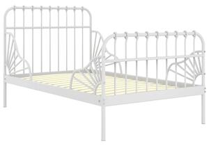 Przedłużana rama łóżka, biała, metalowa, 80x130/200 cm