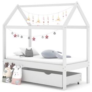 Rama łóżka dziecięcego z szufladą, biała, sosnowa, 70x140 cm